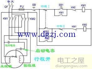 220v電動(dòng)機(jī)正反轉(zhuǎn)加行程開(kāi)關(guān)接線原理圖