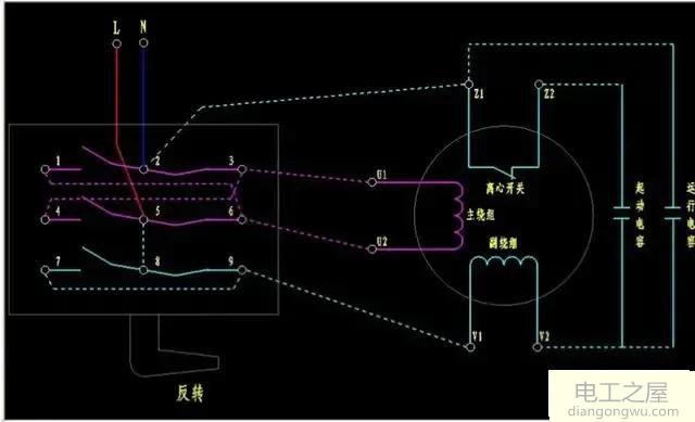 220v電動(dòng)機(jī)正反轉(zhuǎn)和倒順開關(guān)接線原理圖