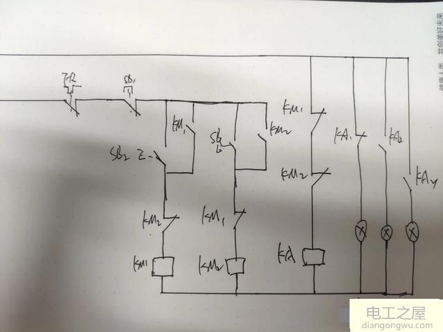 電機(jī)正反轉(zhuǎn)帶顯示燈控制電路