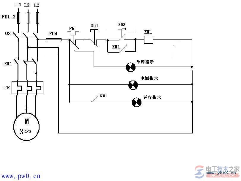 三相電動(dòng)機(jī)直接啟動(dòng)控制線(xiàn)路圖